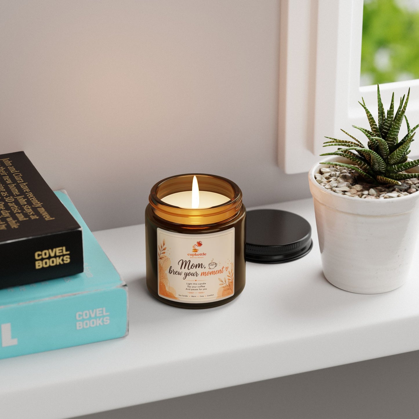 Mom Brew Your Moment Soy Candle — Amber Jar, Relaxing Floral Scent