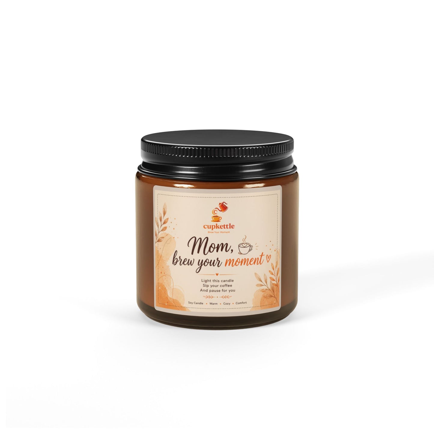 Mom Brew Your Moment Soy Candle — Amber Jar, Relaxing Floral Scent