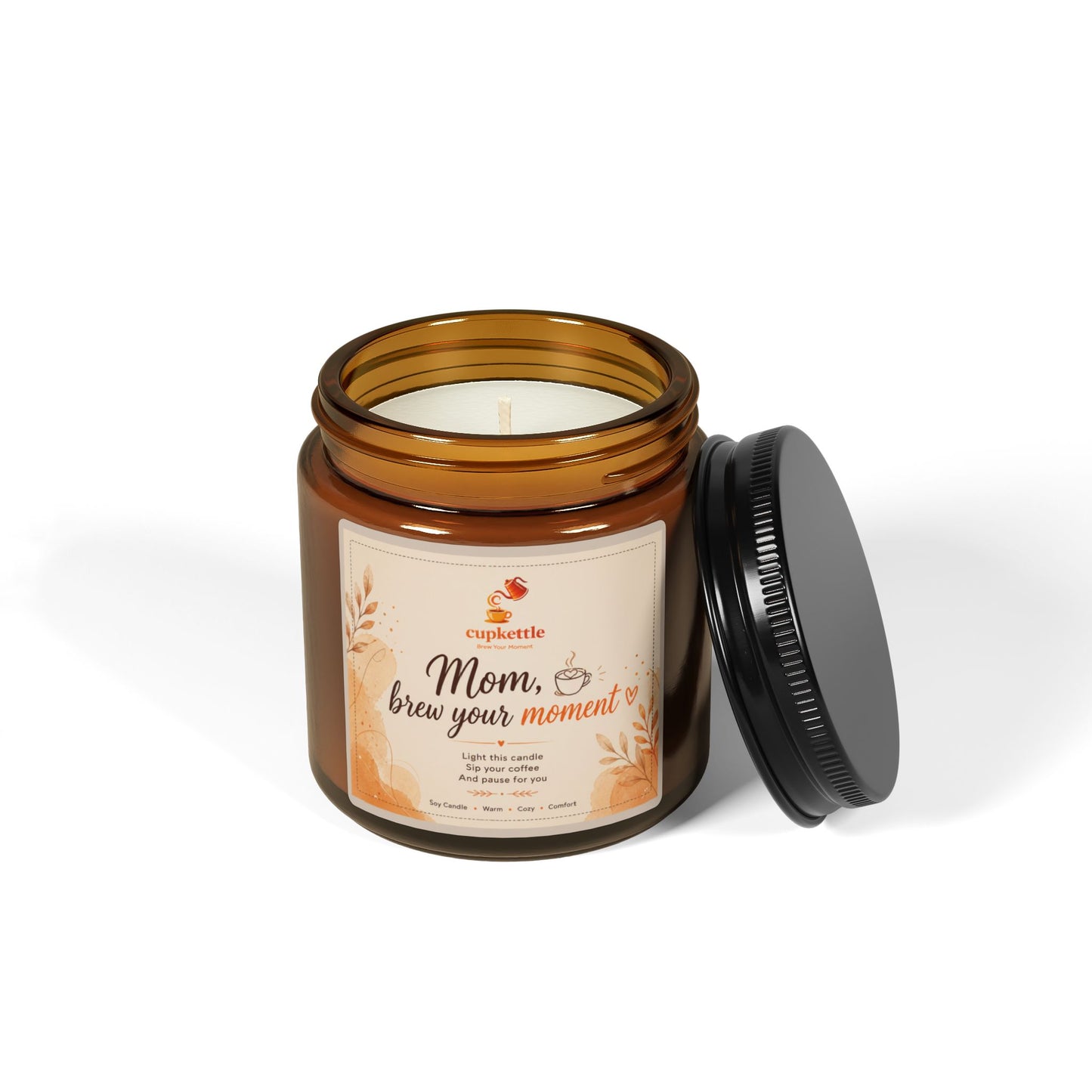 Mom Brew Your Moment Soy Candle — Amber Jar, Relaxing Floral Scent