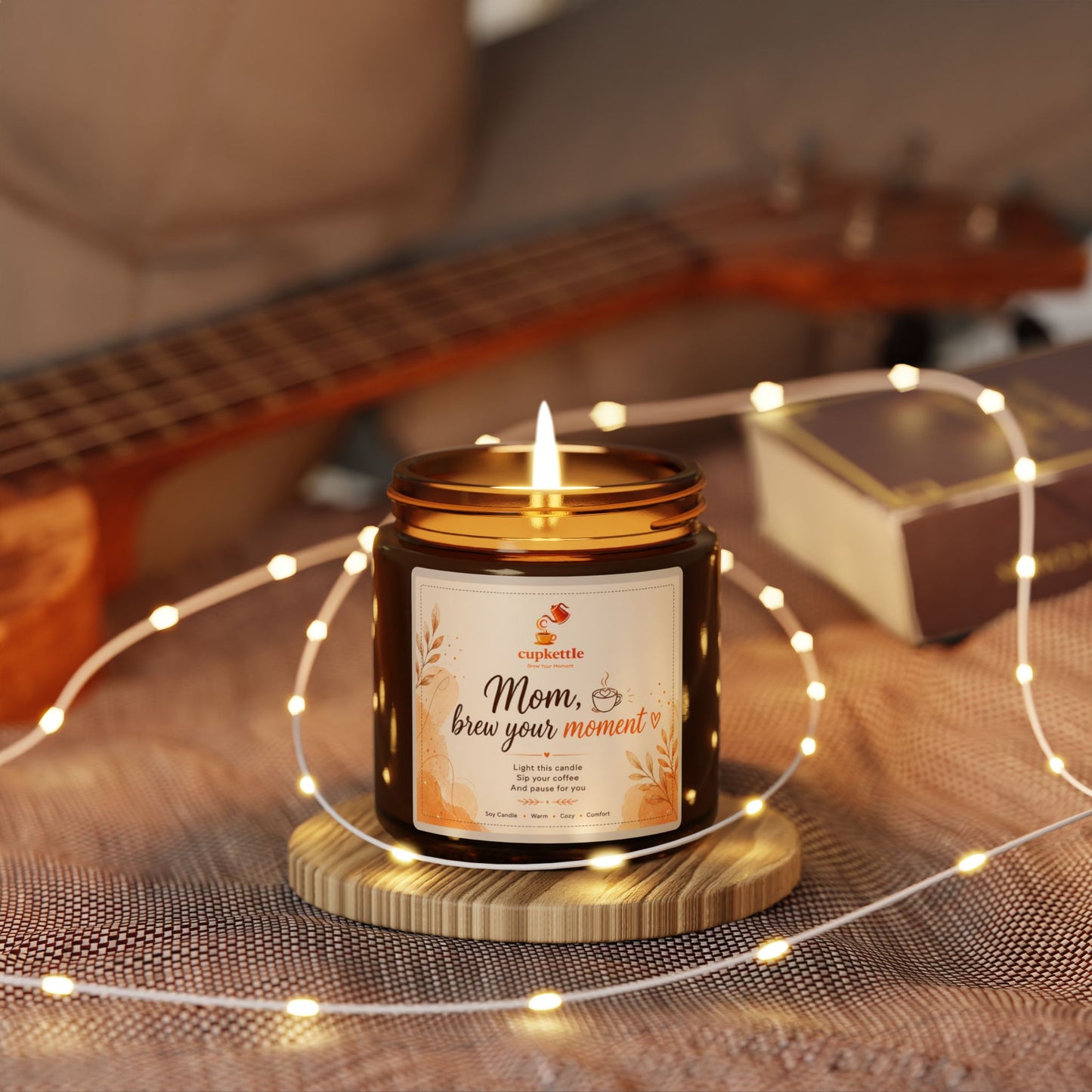 Mom Brew Your Moment Soy Candle — Amber Jar, Relaxing Floral Scent
